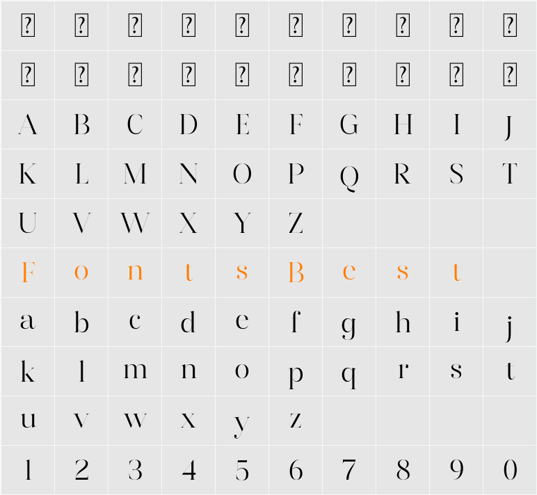 Harfine Character Map