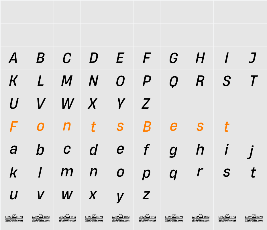 HeadingNow Trial 64 Character Map
