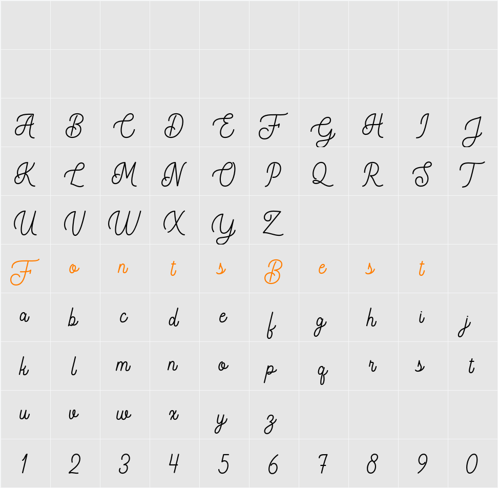 Barlington Character Map