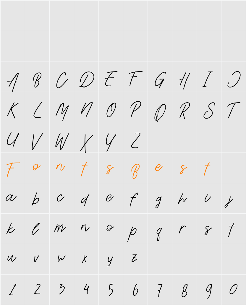 Aesthetik Script Character Map