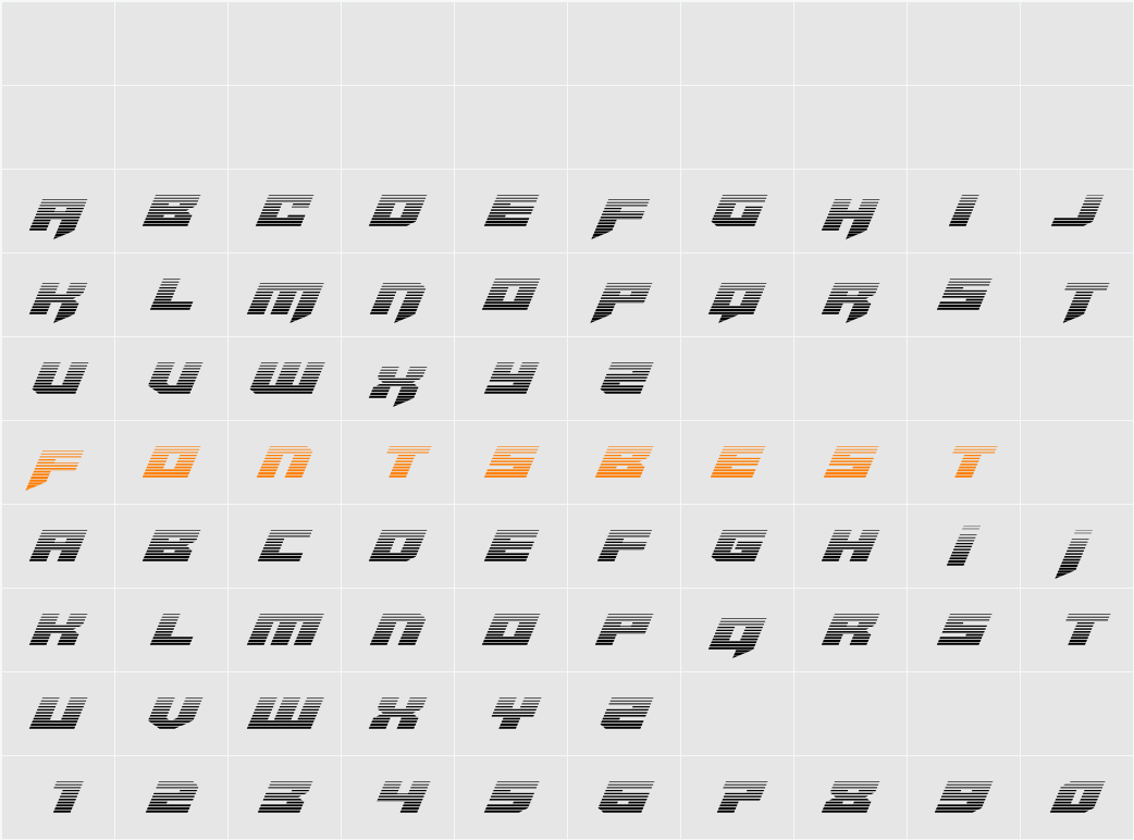 Bridge OFFicer Gradient Character Map