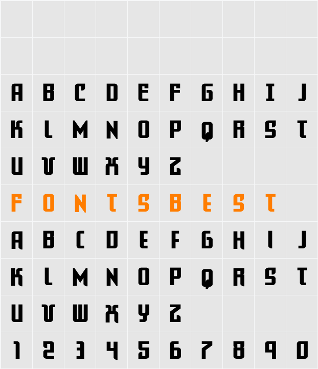 Warriatron Bold Straight Character Map