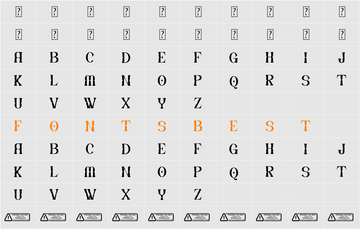 Drivzen PERSONAL USE ONLY! Character Map