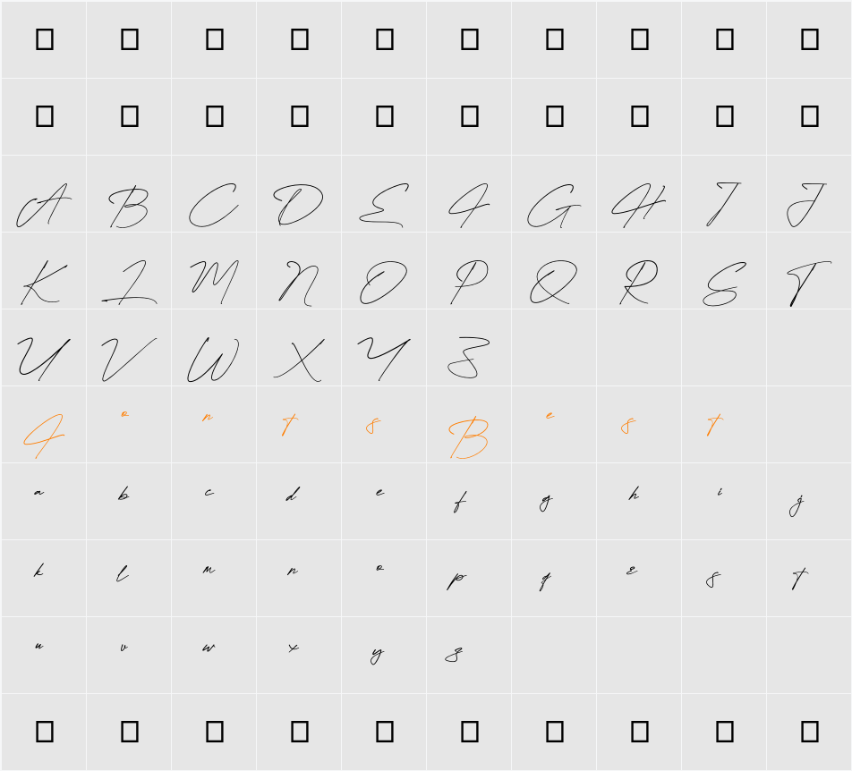 Dellany Signature Personal Use Only Character Map