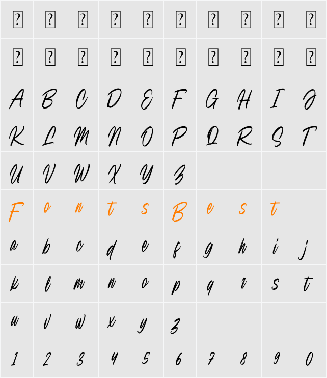 Moving Sunday Character Map