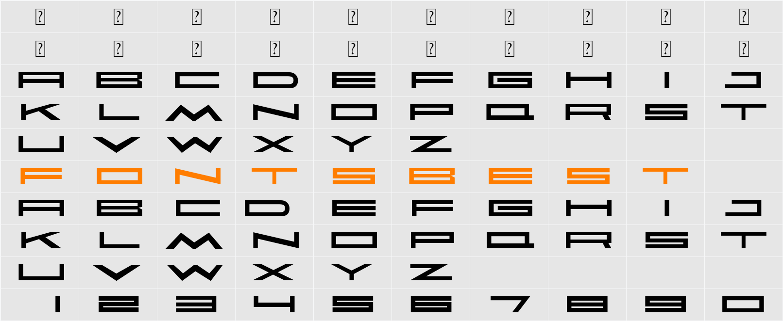 Faqro Extended Wide Trial Character Map