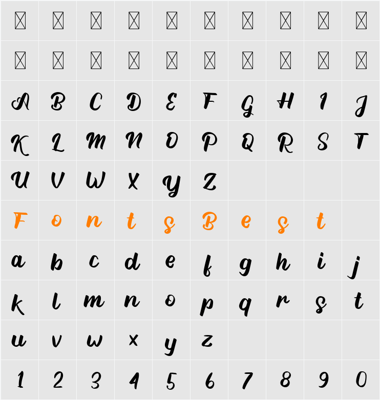 Athain Character Map