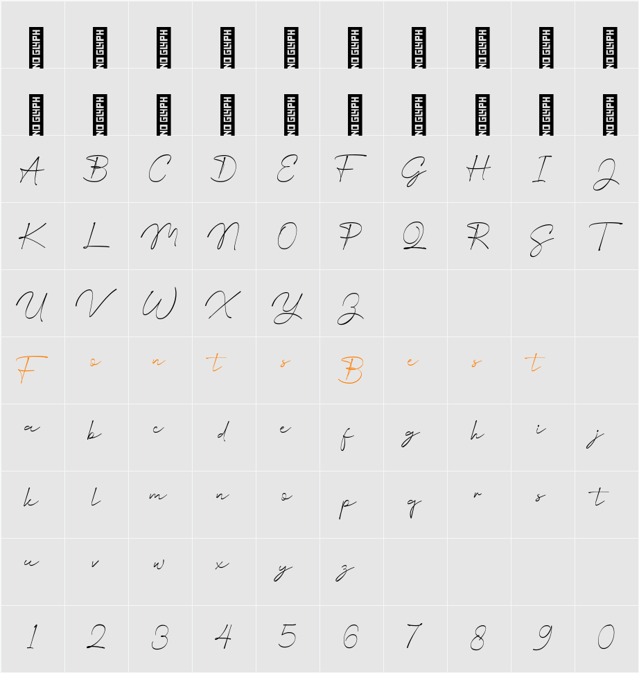 Milyah Character Map