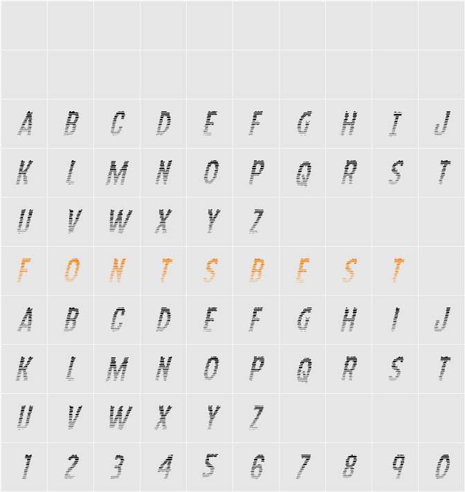 Ampire Gradient Italic Character Map