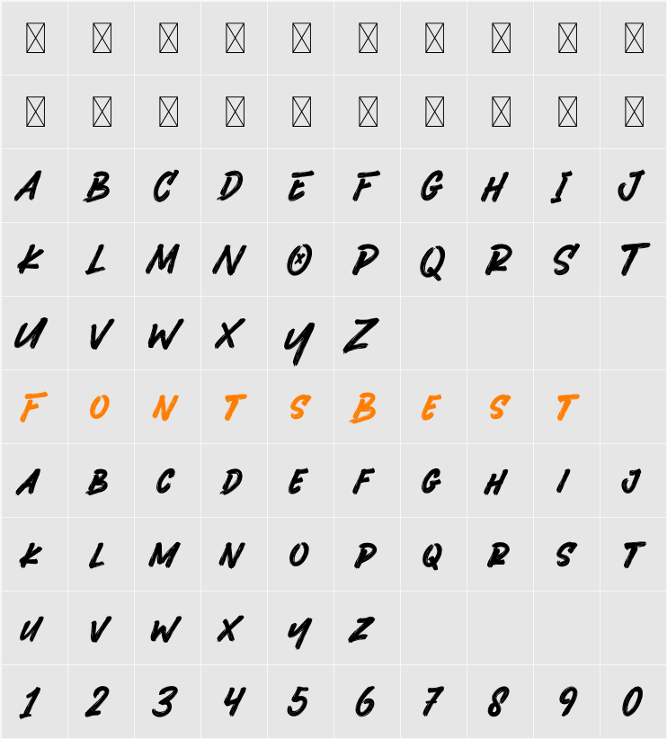 Corza Character Map