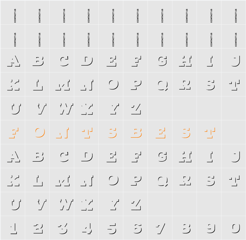 Nexa Rust Slab-Trial Shadow Character Map