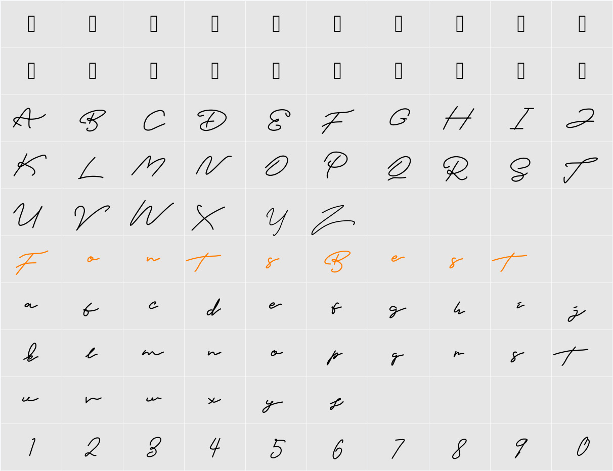Satdam Character Map
