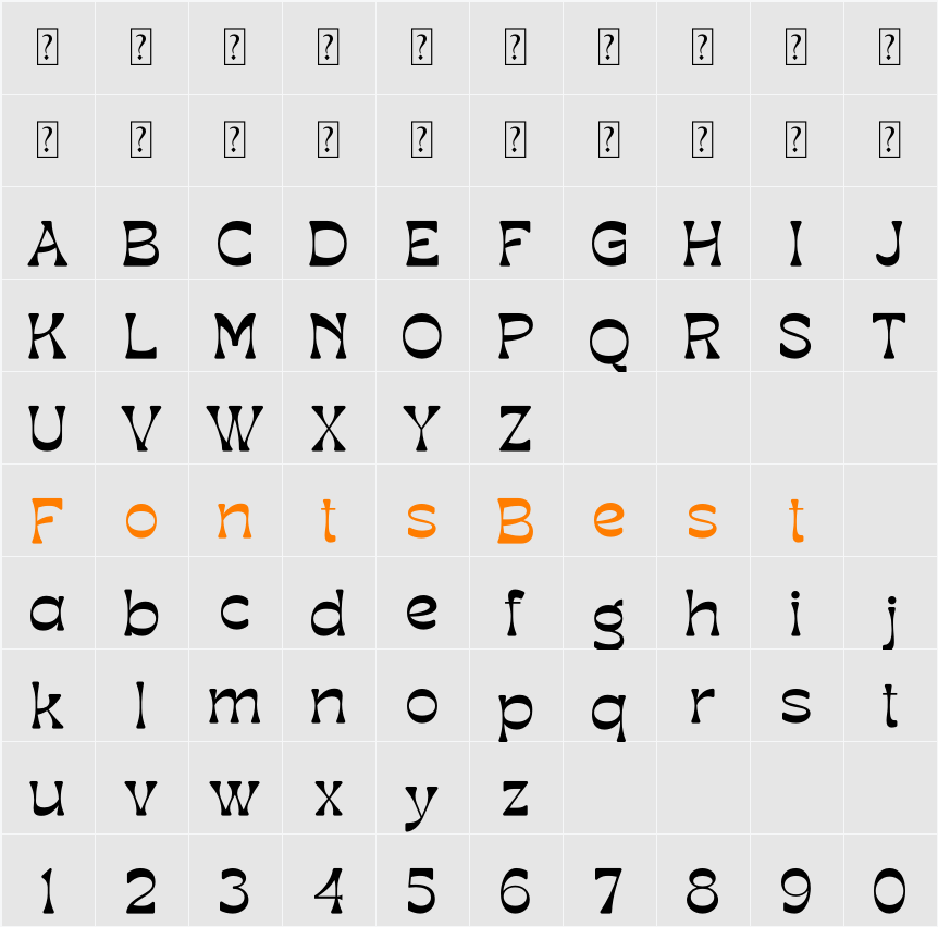 RONDKER THROME Character Map