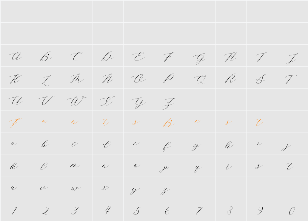 Amelina Script Script Character Map