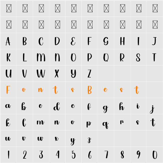Puding Character Map