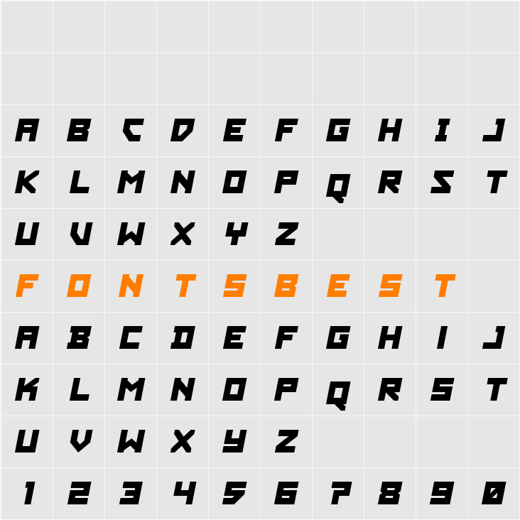 Hibernal Sentry Spaced Italic Character Map