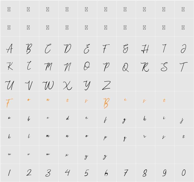 Acelire Rosse Character Map