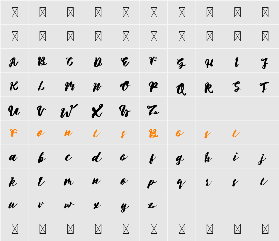 Amelia Free Character Map