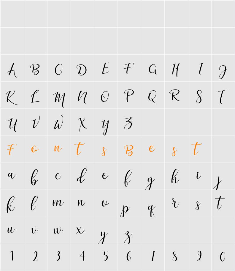 adaline script Character Map