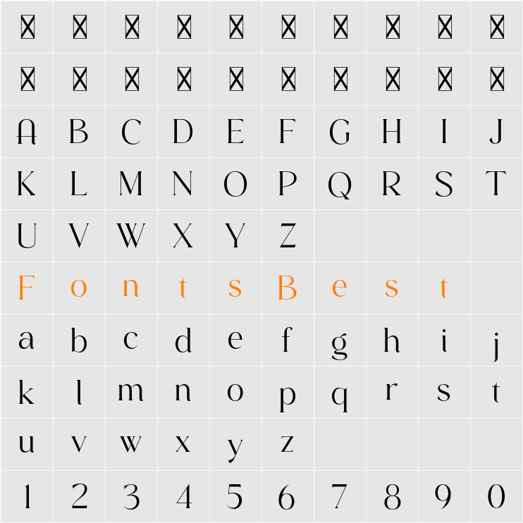 Fifty Holliwing Character Map