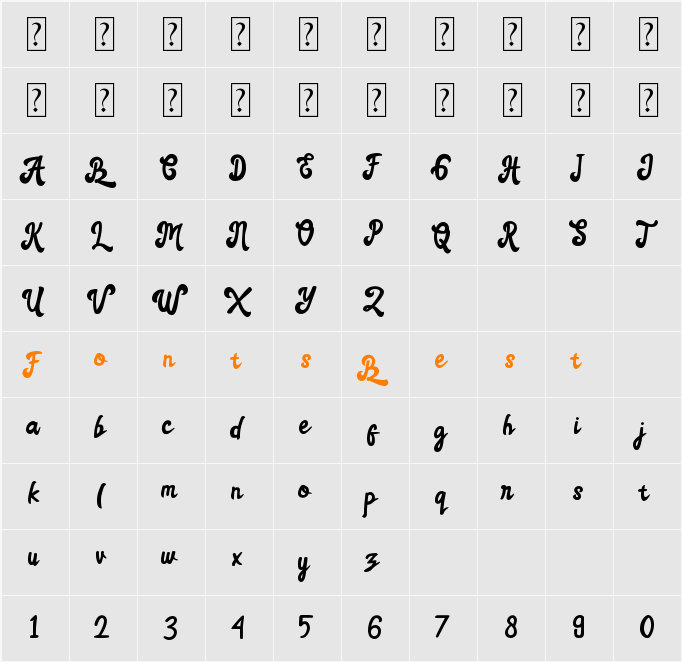 Amegach Character Map