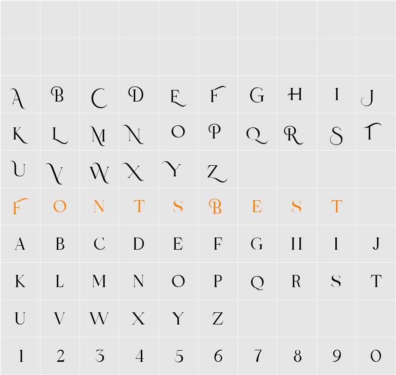 Rusilla serif Character Map
