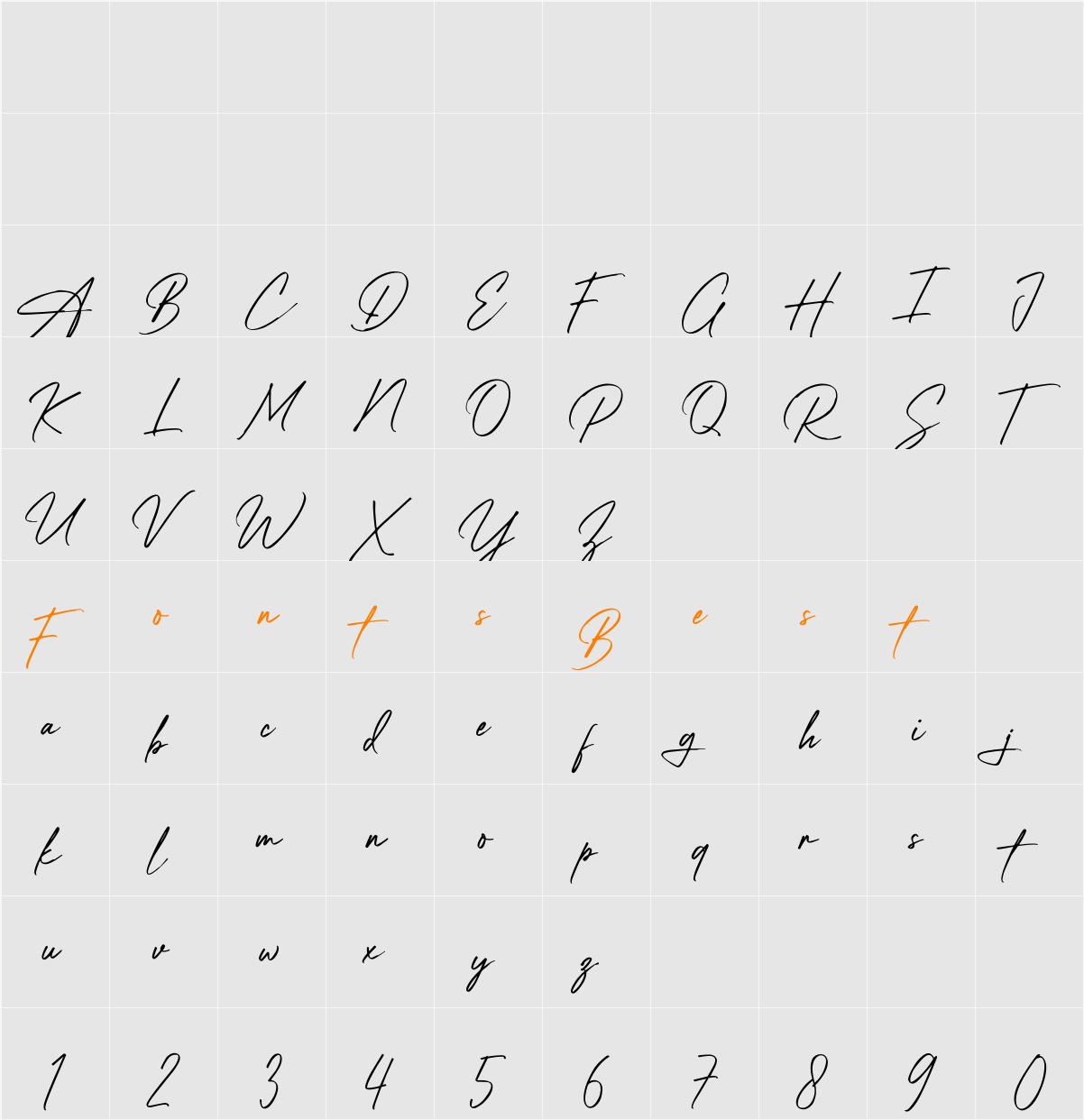 Alpha Brights Character Map