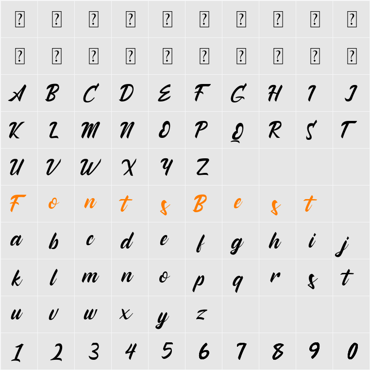 Andallan Character Map