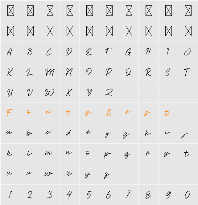 Wadgres Character Map