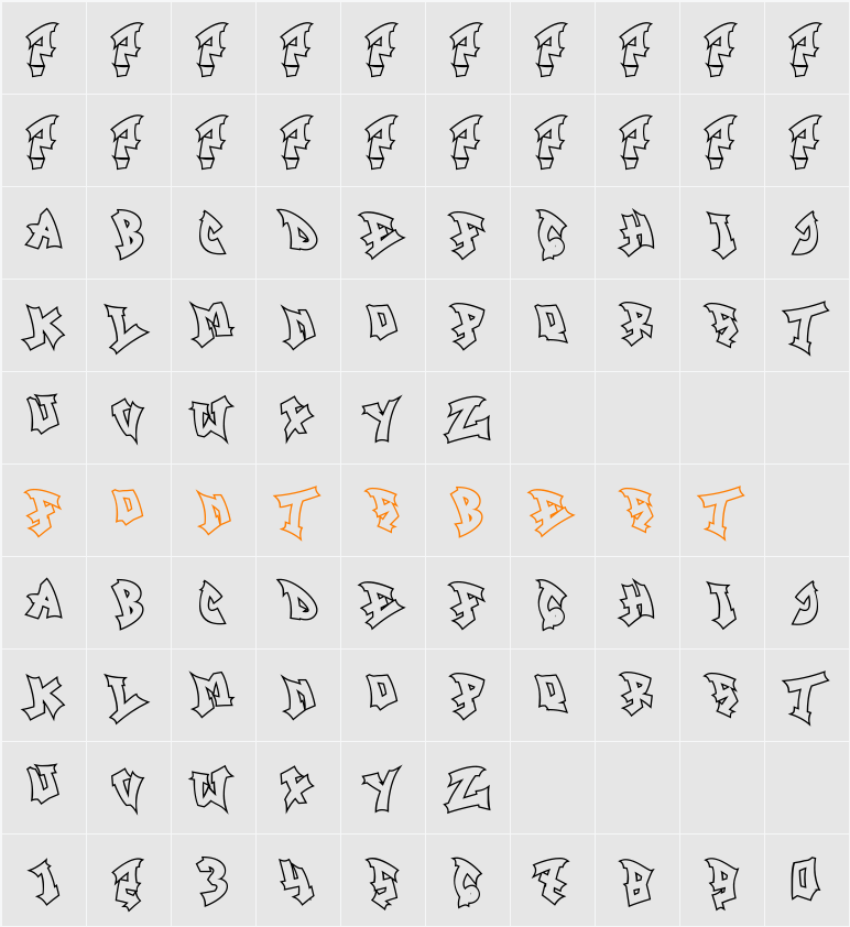Track Junk Outline Character Map