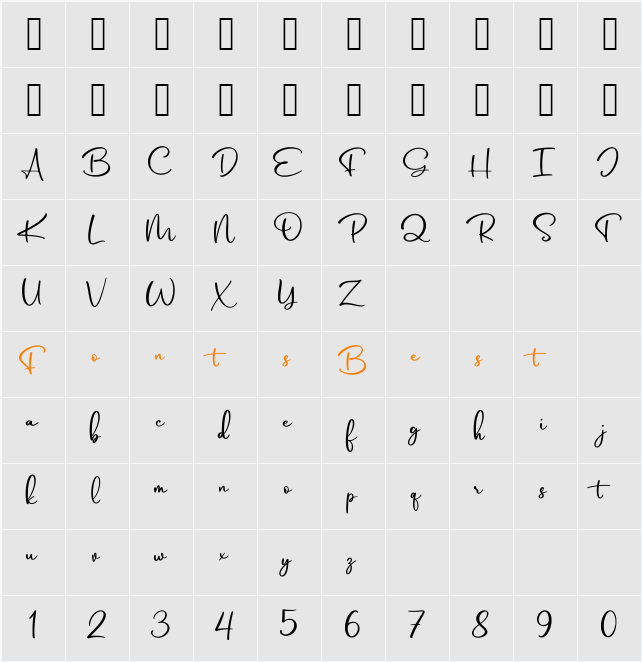 Bostanic Millague Character Map