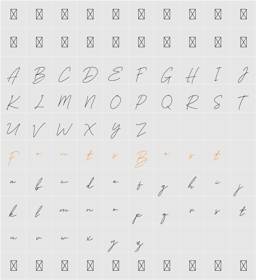 Angelic Bonques Free Script Character Map