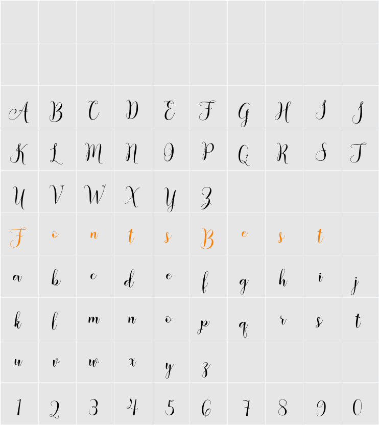 Amberland Script Character Map