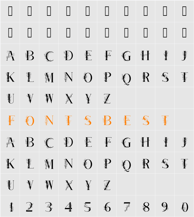 Plante Character Map