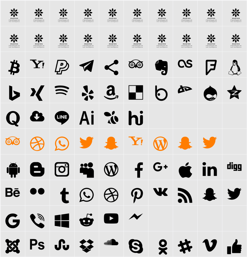 Type Icons Character Map