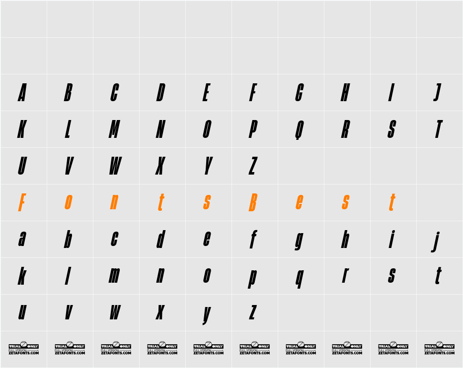 HeadingNow Trial 28 Heavy Character Map