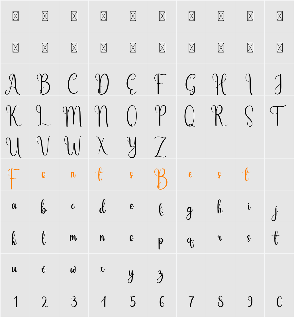 Simple Writing Character Map