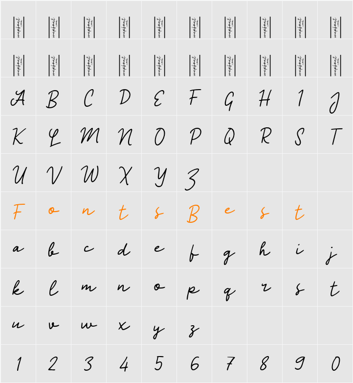 Oblamy Script Character Map