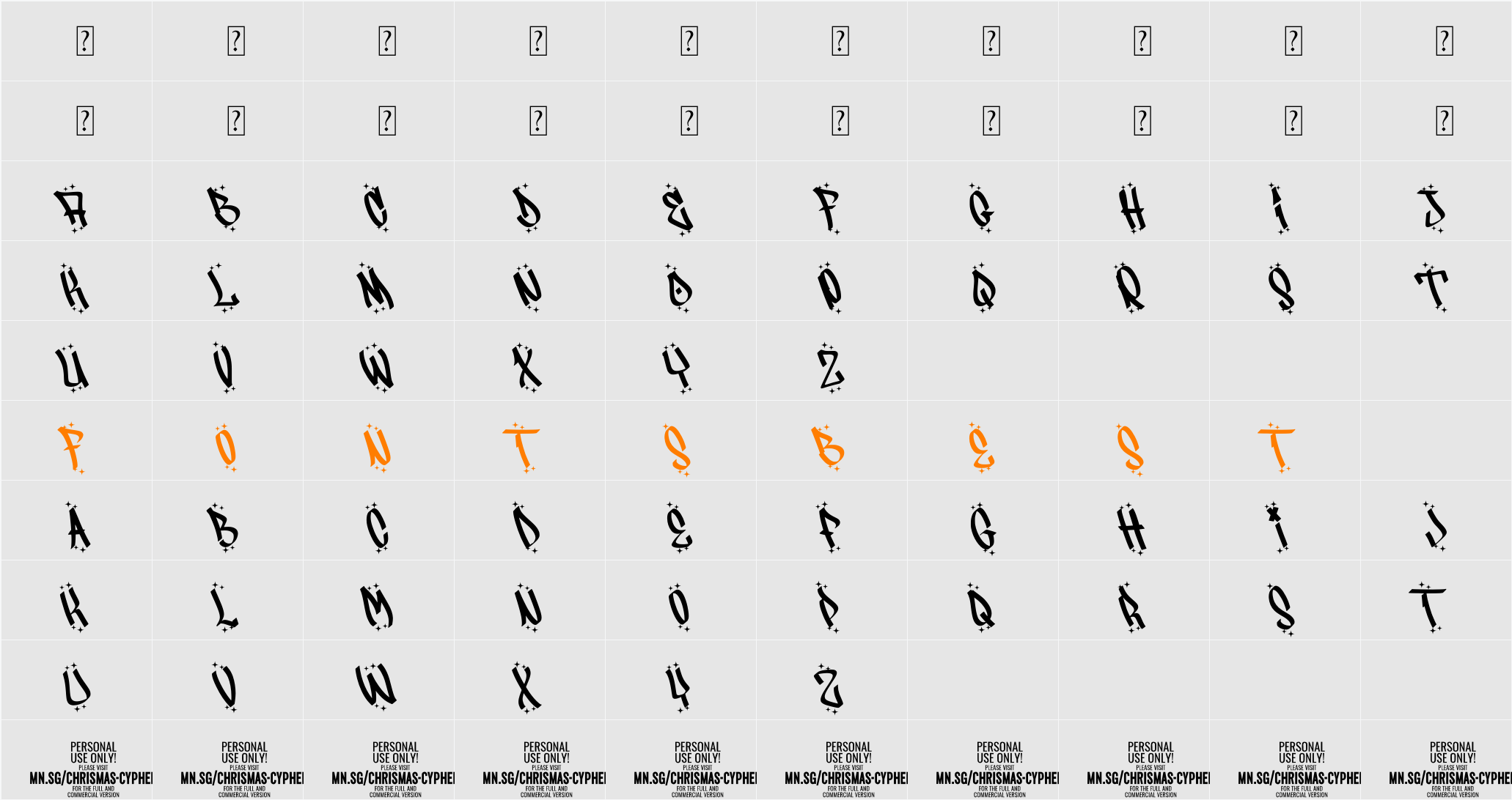 Christmas Cypher PERSONAL Character Map