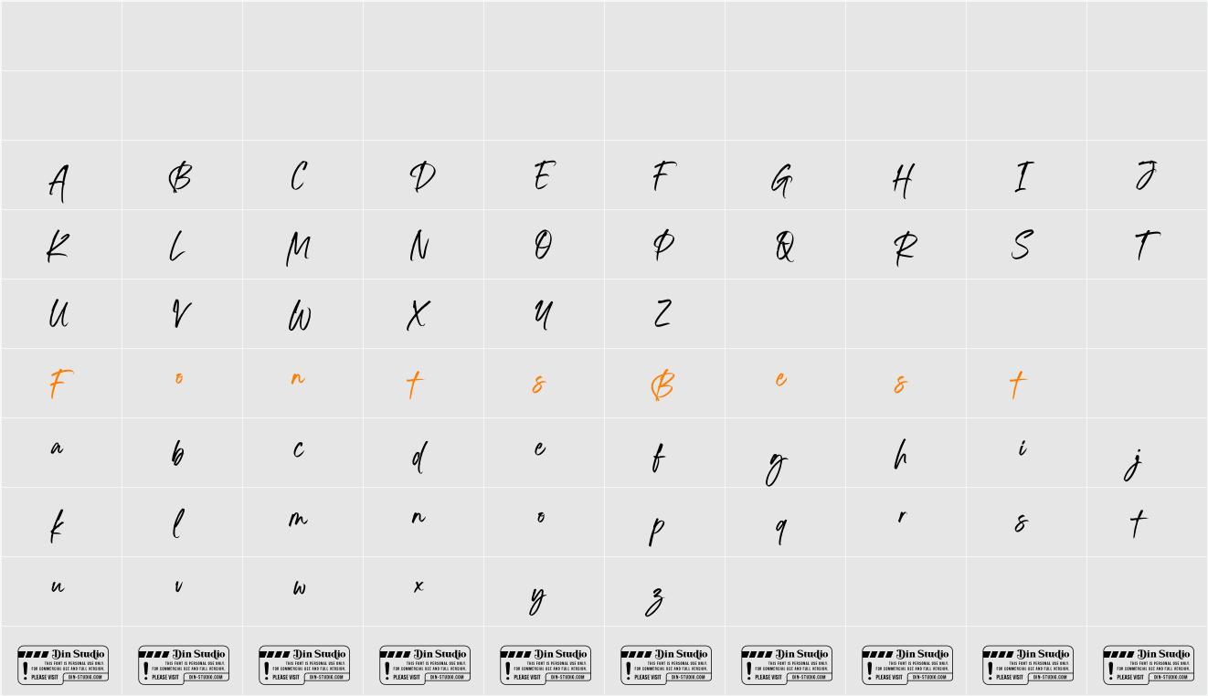 Standbyte Personal Use Character Map