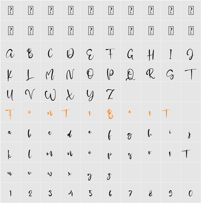 Adelle Script Character Map