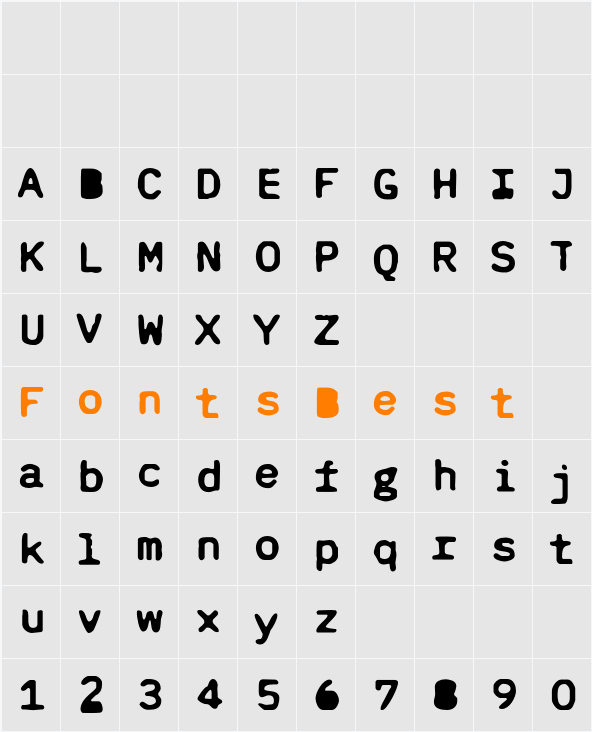 Shokaro Typo Character Map