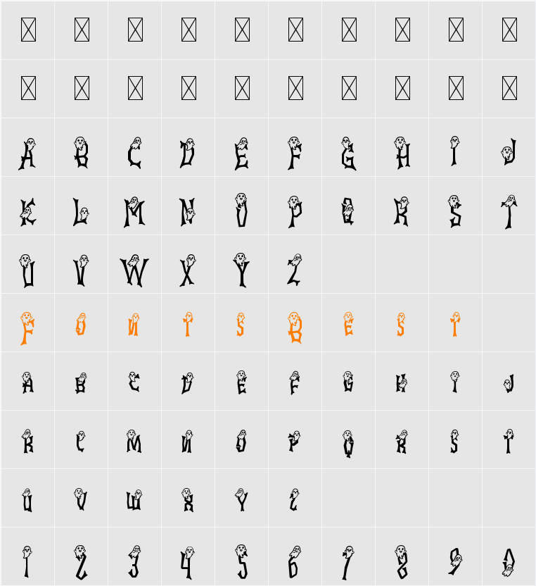 Ghostly Guffaws Ghost Character Map