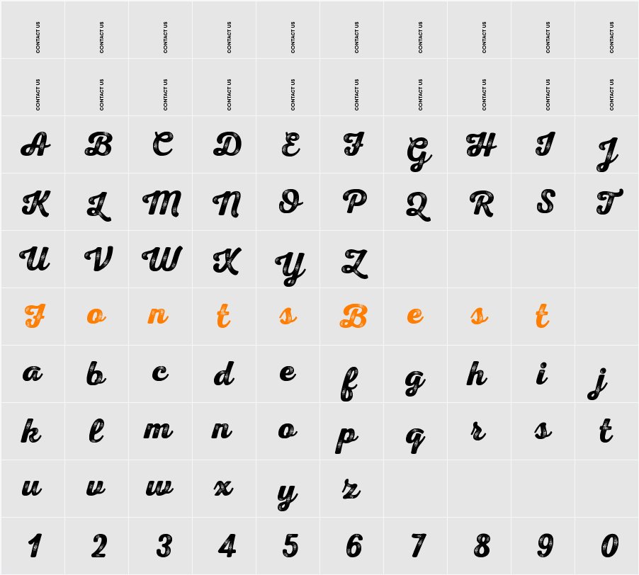 Nexa Rust Script B-Trial 3 Character Map