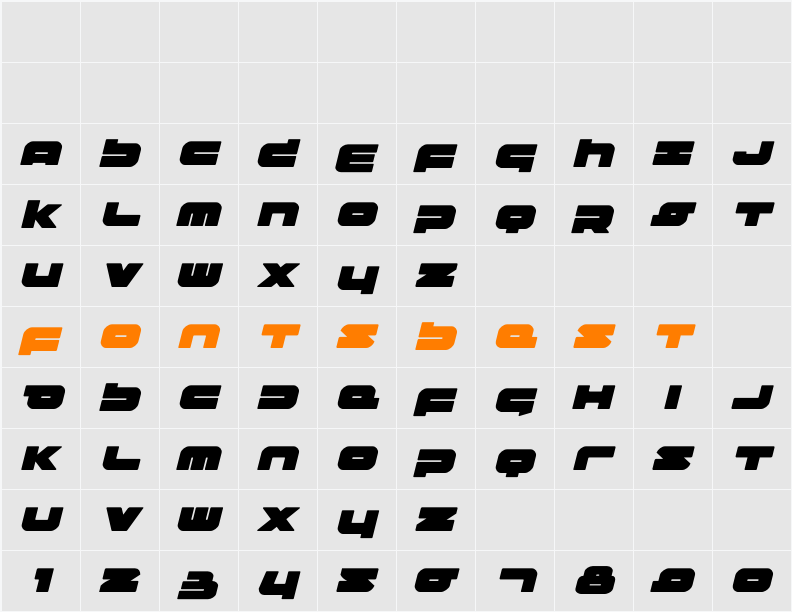 Delmoto Italic Character Map