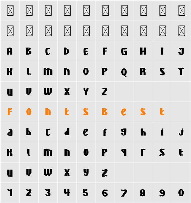 ALTERNOON Character Map