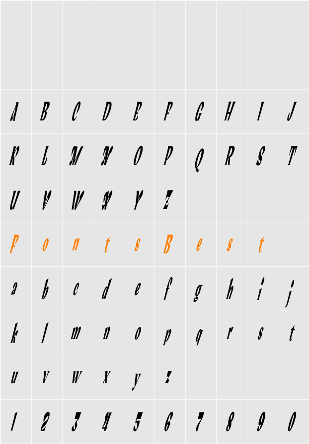 Slantdera Character Map