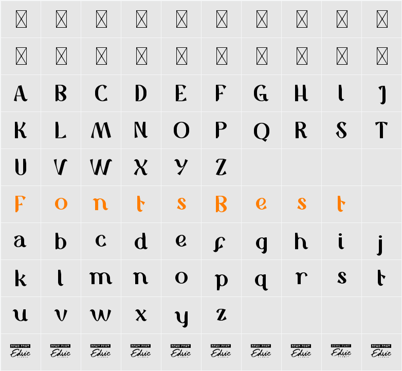 StephCarlySansSerifD Character Map