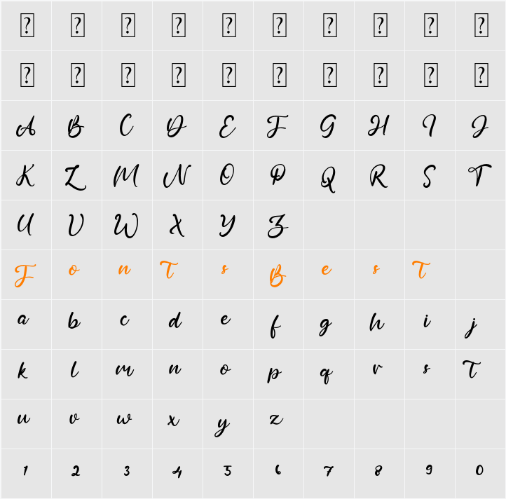 Adellum Character Map