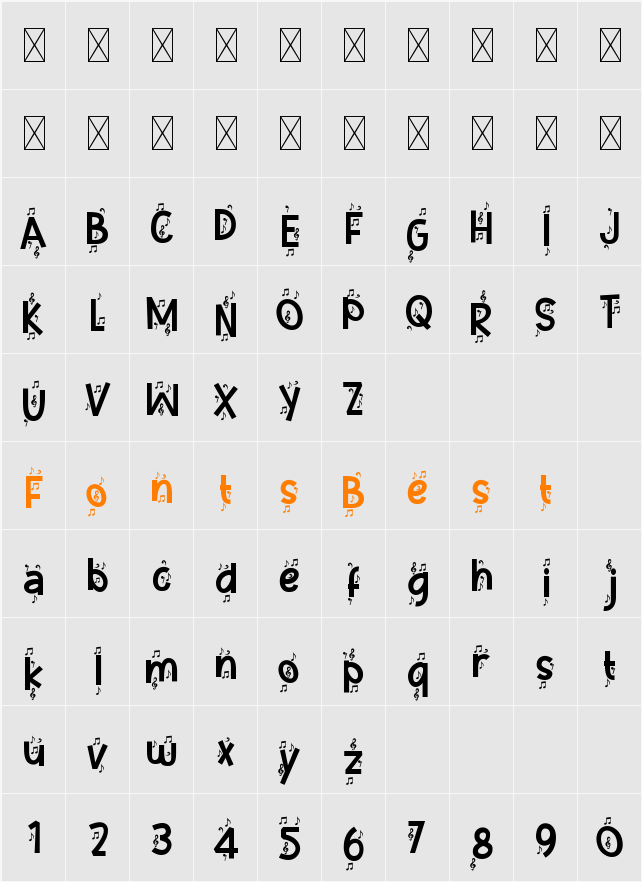 Music Note Six Character Map